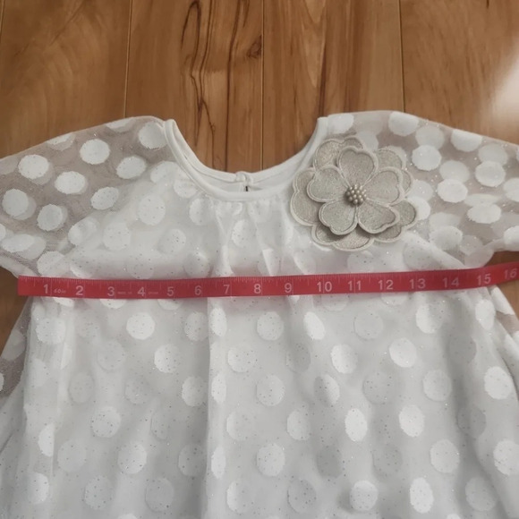 ✨Pippa & Julie✨ Little girl Lace overlay silver/gold/white  dress size 6X - Picture 11 of 11